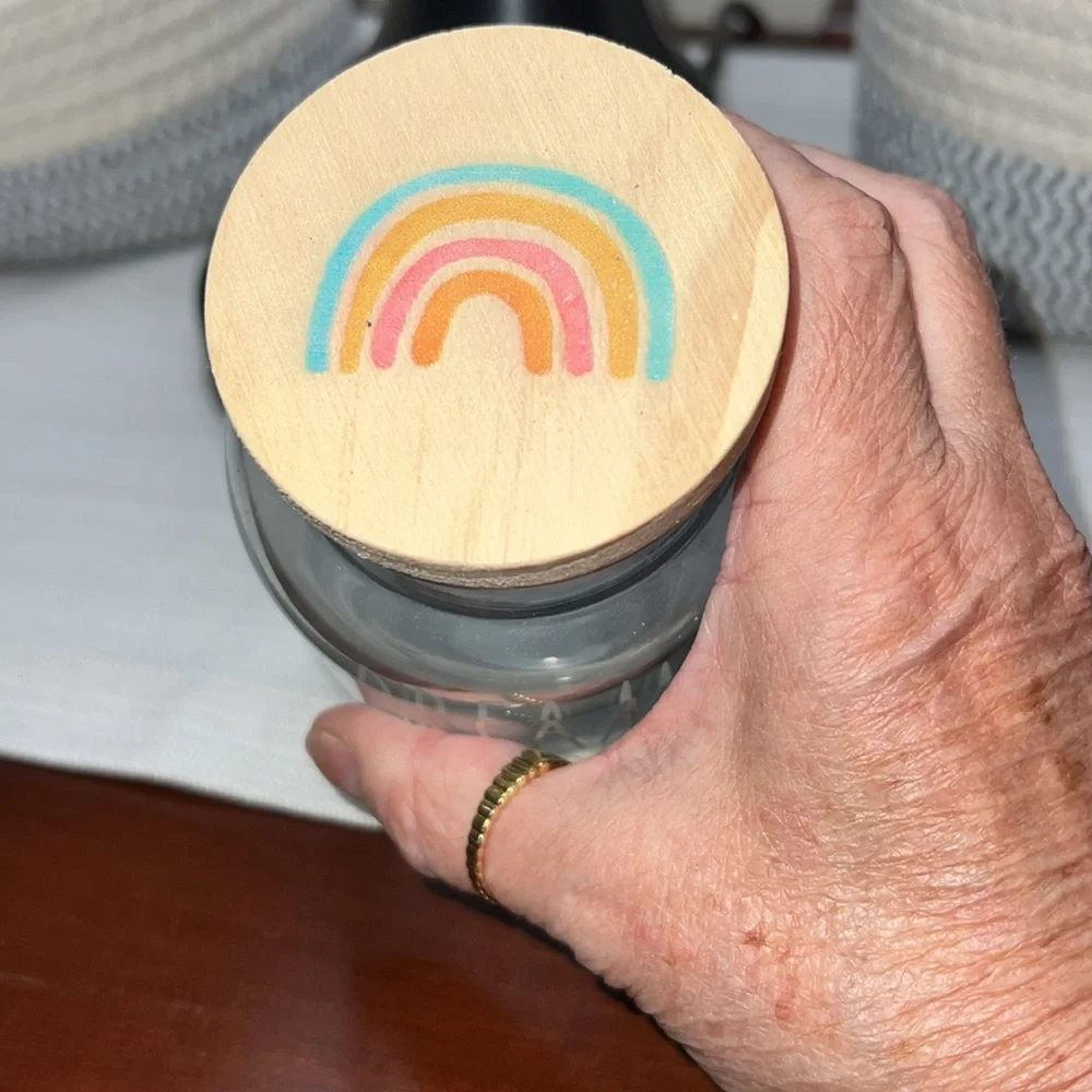 Rae Dunn glass canister with lid